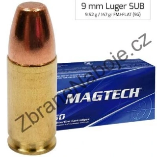9 mm Luger Magtech FMJ Flat Subsonic 9,55g/147gr - 9G
