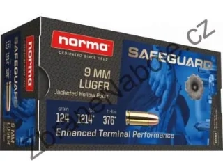 9mm Luger Norma Safeguard, JHP, 8g/124gr