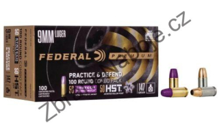 9mm Luger Federal Practice+Defend, 50 Syntech TSJ + 50 HST JHP